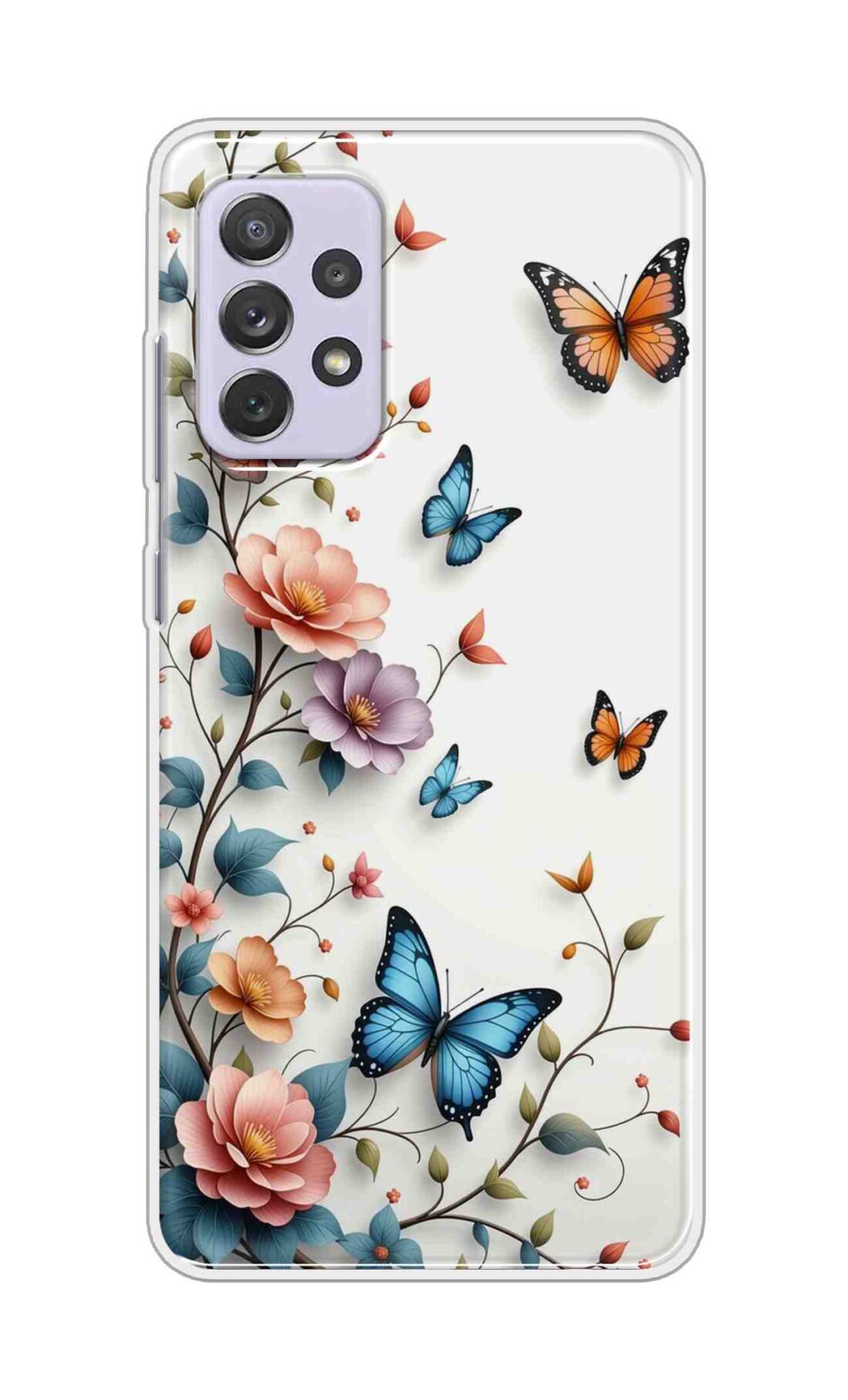 Coberta Back Cover For Samsung Galaxy A72 Back Cover Stylish Case - Multi Flowers and Butterflyes Design D16617
