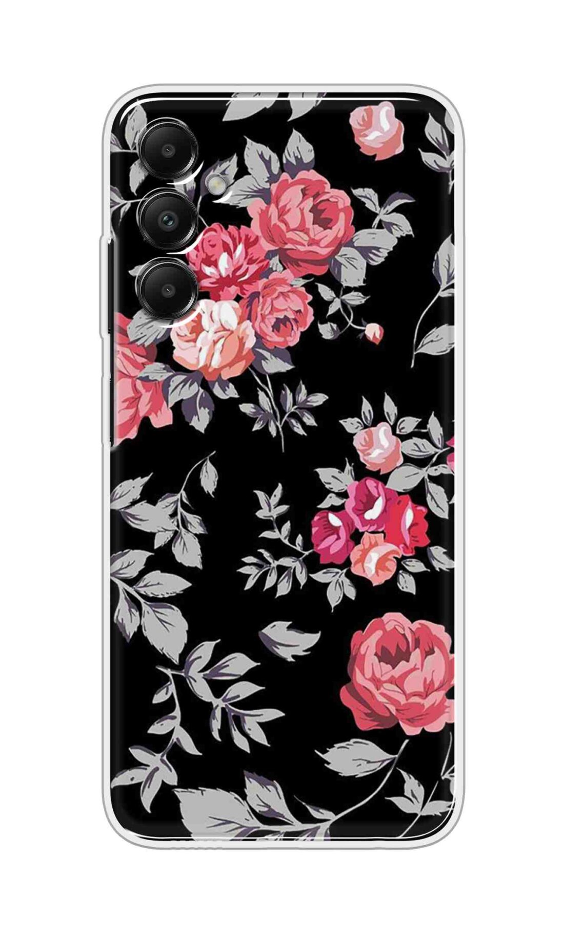 Coberta Back Cover For Samsung Galaxy F34 5G Back Cover Stylish Case - Pink Flowers and Grey Leaves Design D11556