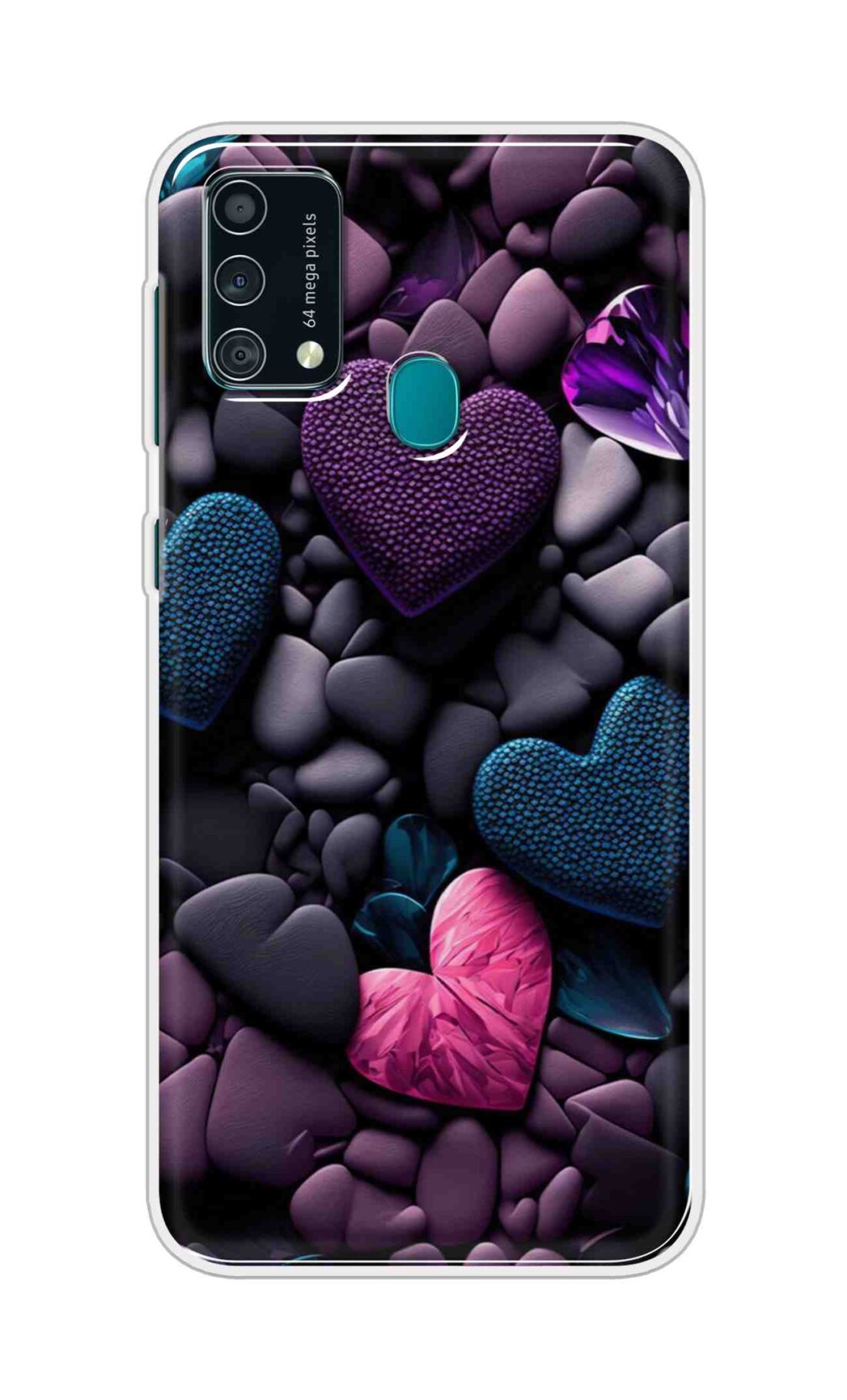 Coberta Back Cover For Samsung Galaxy F41 Back Cover Stylish Case - Purple Hearts Design D16005