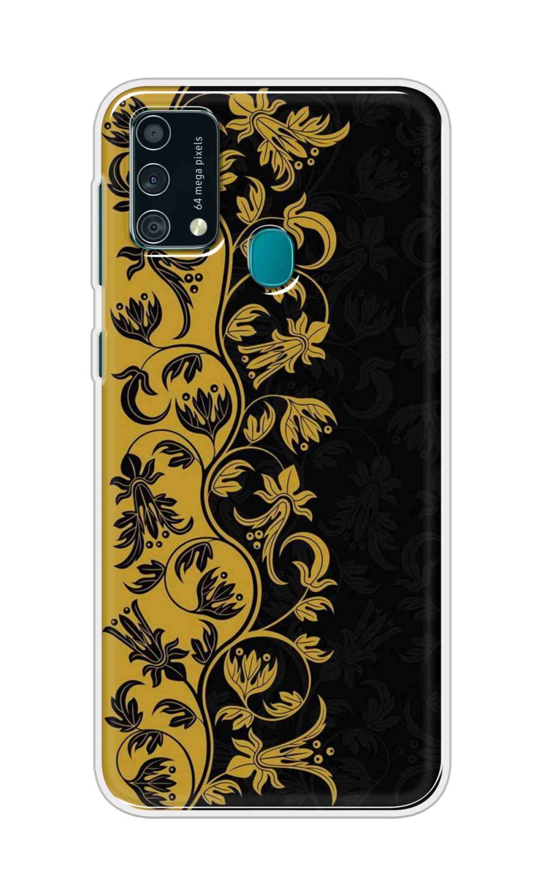 Coberta Back Cover For Samsung Galaxy F41 Back Cover Stylish Case - Black and Yellow Leaves Design D16518