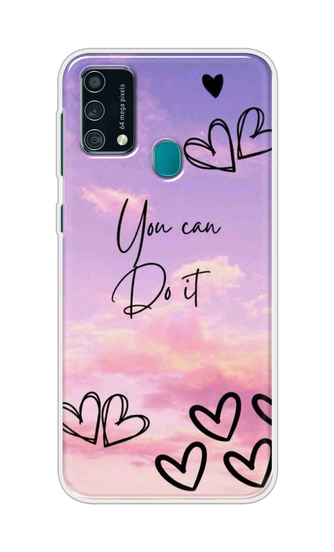 Coberta Back Cover For Samsung Galaxy F41 Back Cover Stylish Case - You Can Do It and Hearts Design D16539