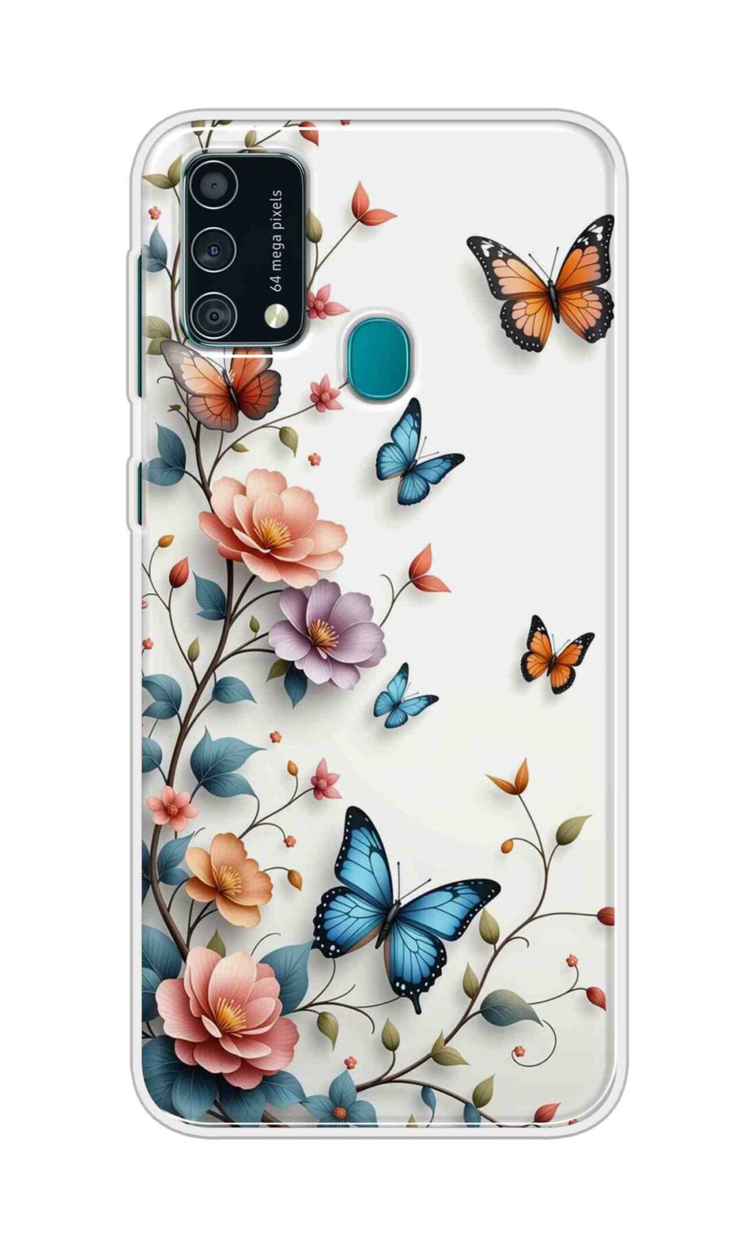 Coberta Back Cover For Samsung Galaxy F41 Back Cover Stylish Case - Multi Flowers and Butterflyes Design D16617