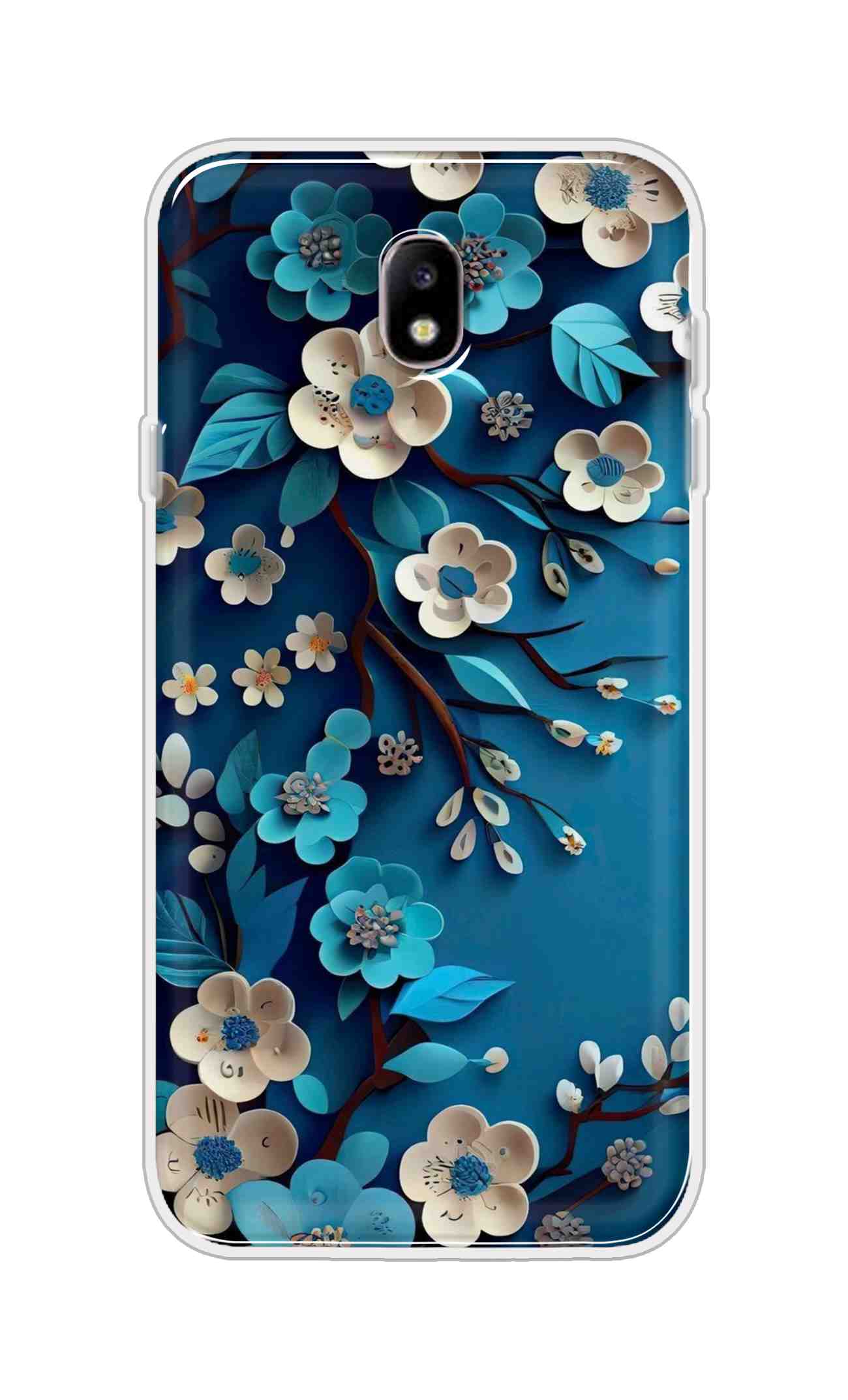 Coberta Back Cover For Samsung Galaxy J7 (2017) Back Cover Stylish Case - Blue and White Flowers Design D16551