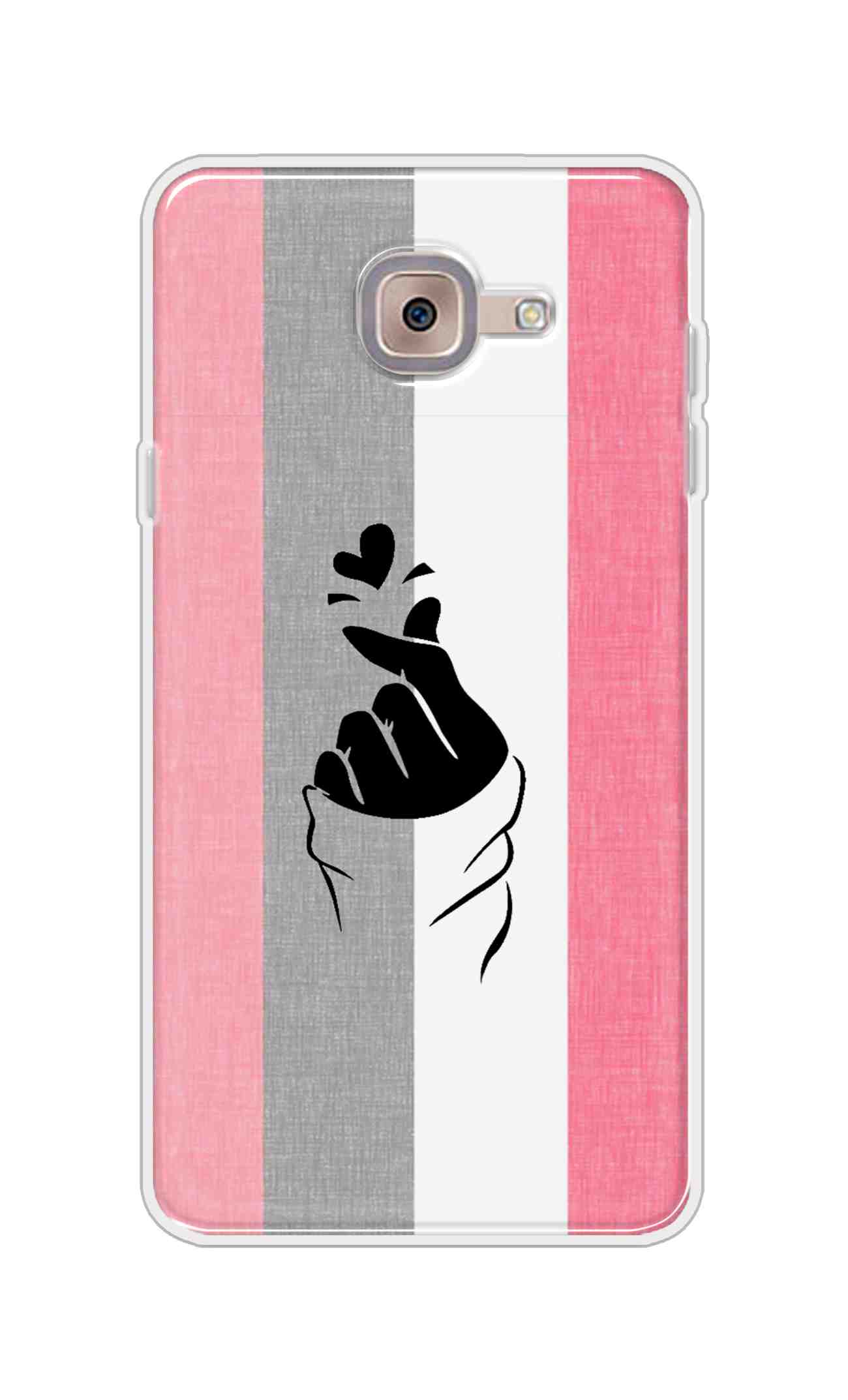 Coberta Back Cover For Samsung Galaxy J7 Max Back Cover Stylish Case - Pink and Grey Korean Heart Design D11894