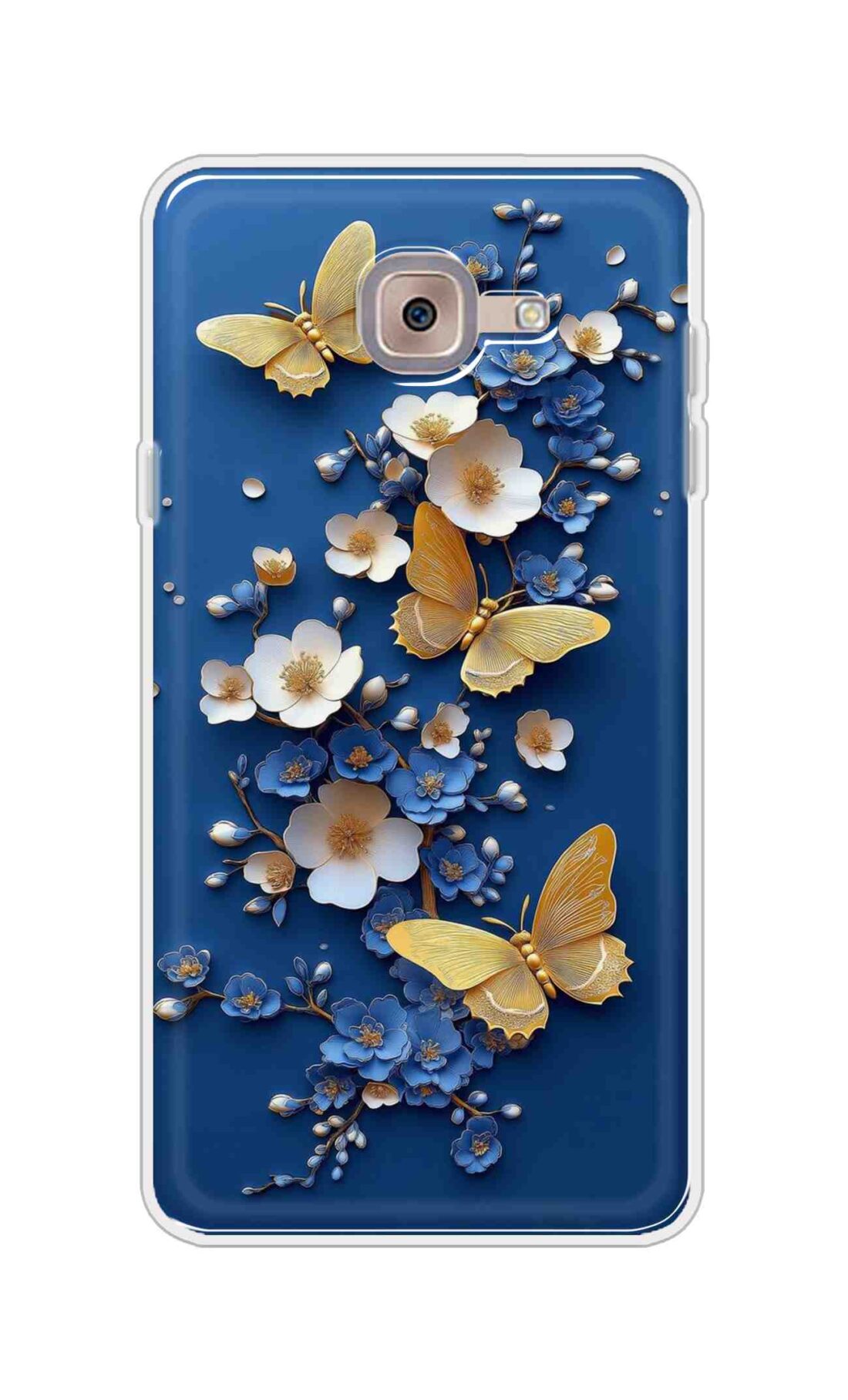 Coberta Back Cover For Samsung Galaxy J7 Max Back Cover Stylish Case - Butterflyes and Flowers in Blue Design D16580