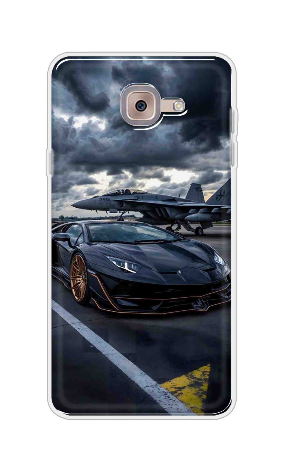 Coberta Back Cover For Samsung Galaxy J7 Max Back Cover Stylish Case - Black Car with Aeroplane Design D16616