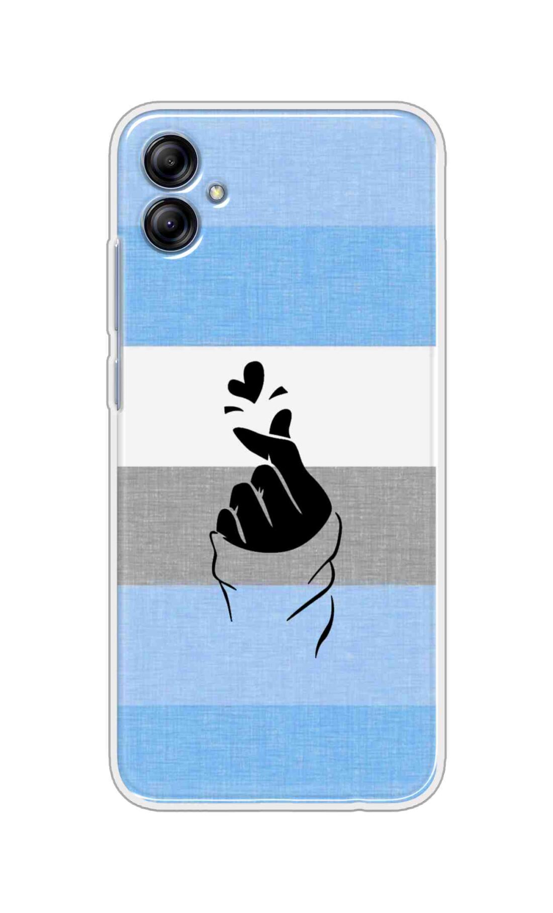 Coberta Back Cover For Samsung Galaxy F06 5G Back Cover Stylish Case - Blue and Grey Korean Heart Design D14909