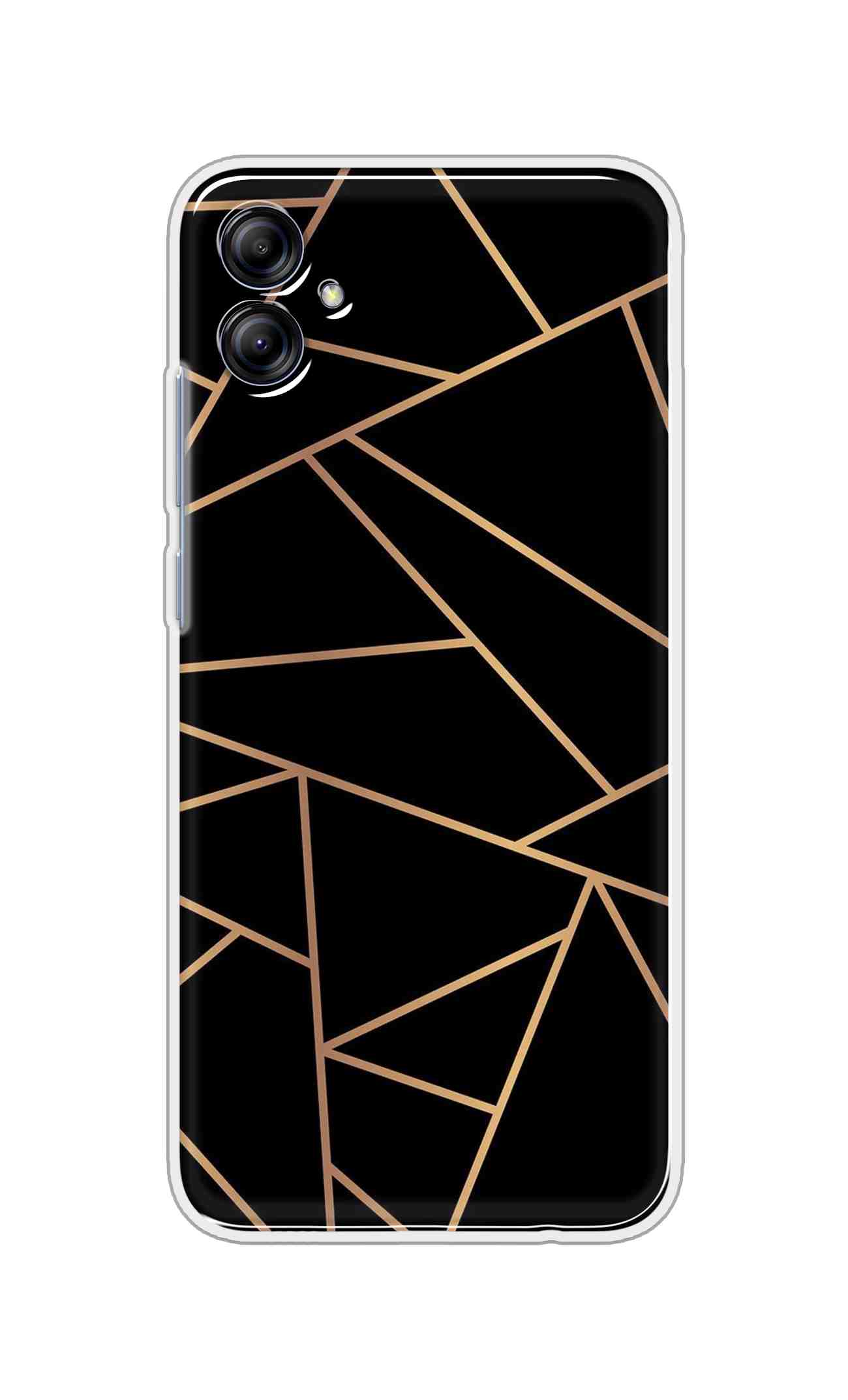 Coberta Back Cover For Samsung Galaxy F06 5G Back Cover Stylish Case - Golden Zig Zag Pattern in Black Design D16519