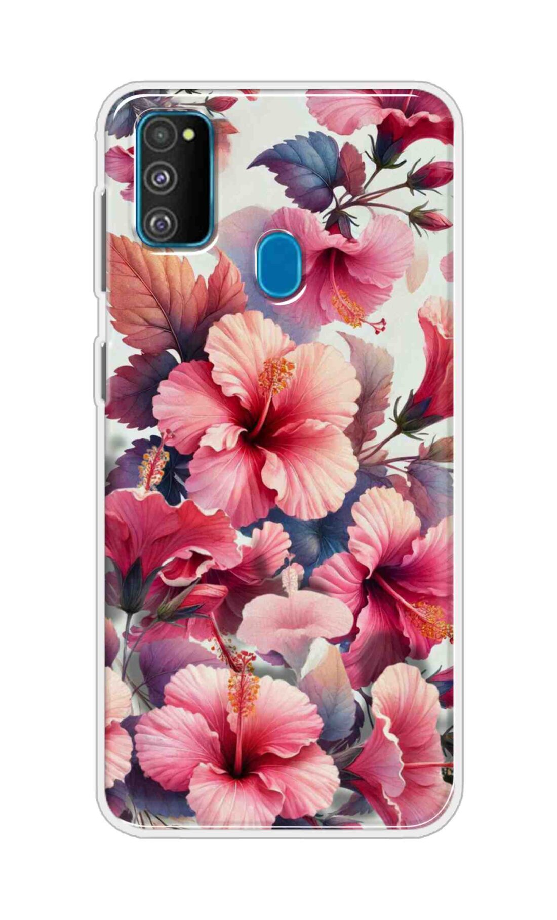 Coberta Back Cover For Samsung Galaxy M30s Back Cover Stylish Case - Pink Leaves and Flowers Design D16525