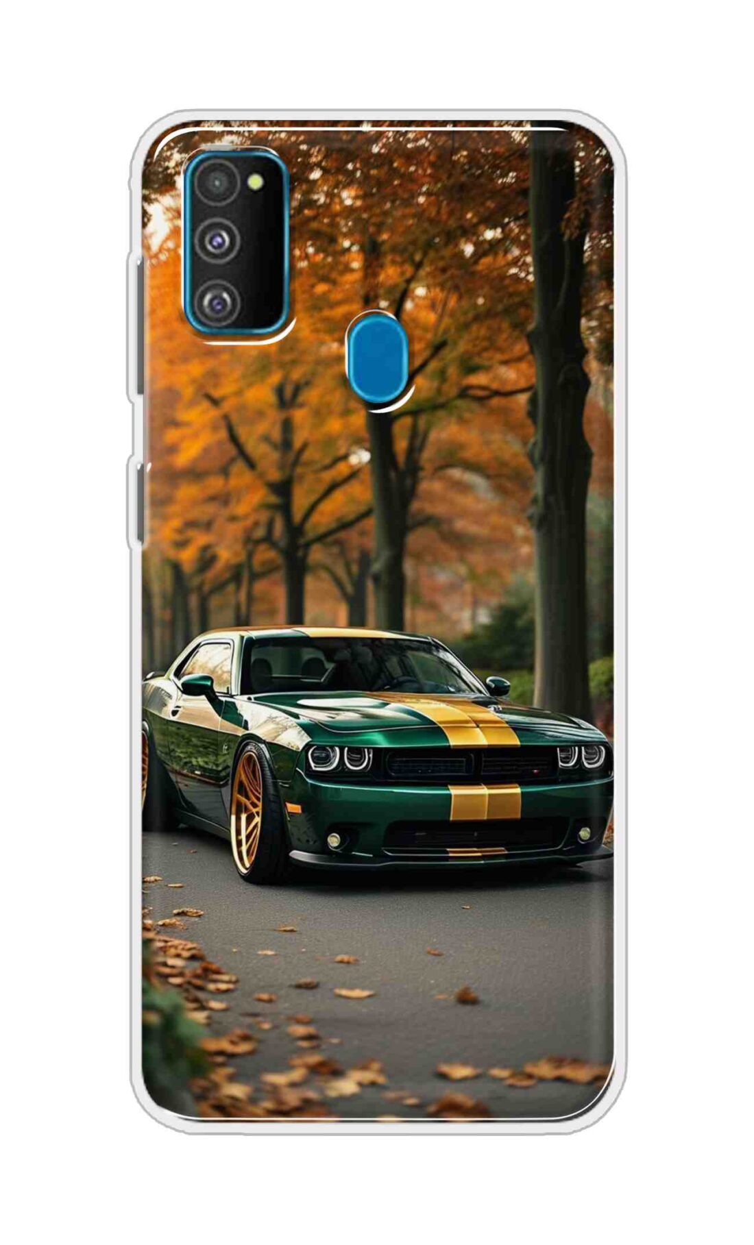 Coberta Back Cover For Samsung Galaxy M30s Back Cover Stylish Case - Golden Line in Green Design D16546