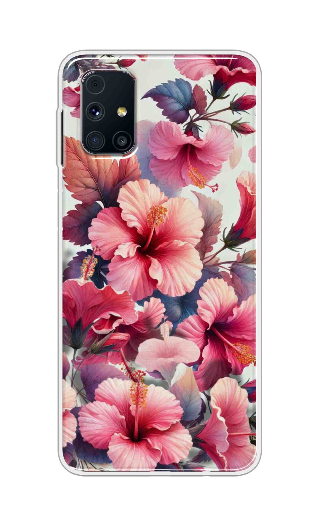 Coberta Back Cover For Samsung Galaxy M31s Back Cover Stylish Case - Pink Leaves and Flowers Design D16525