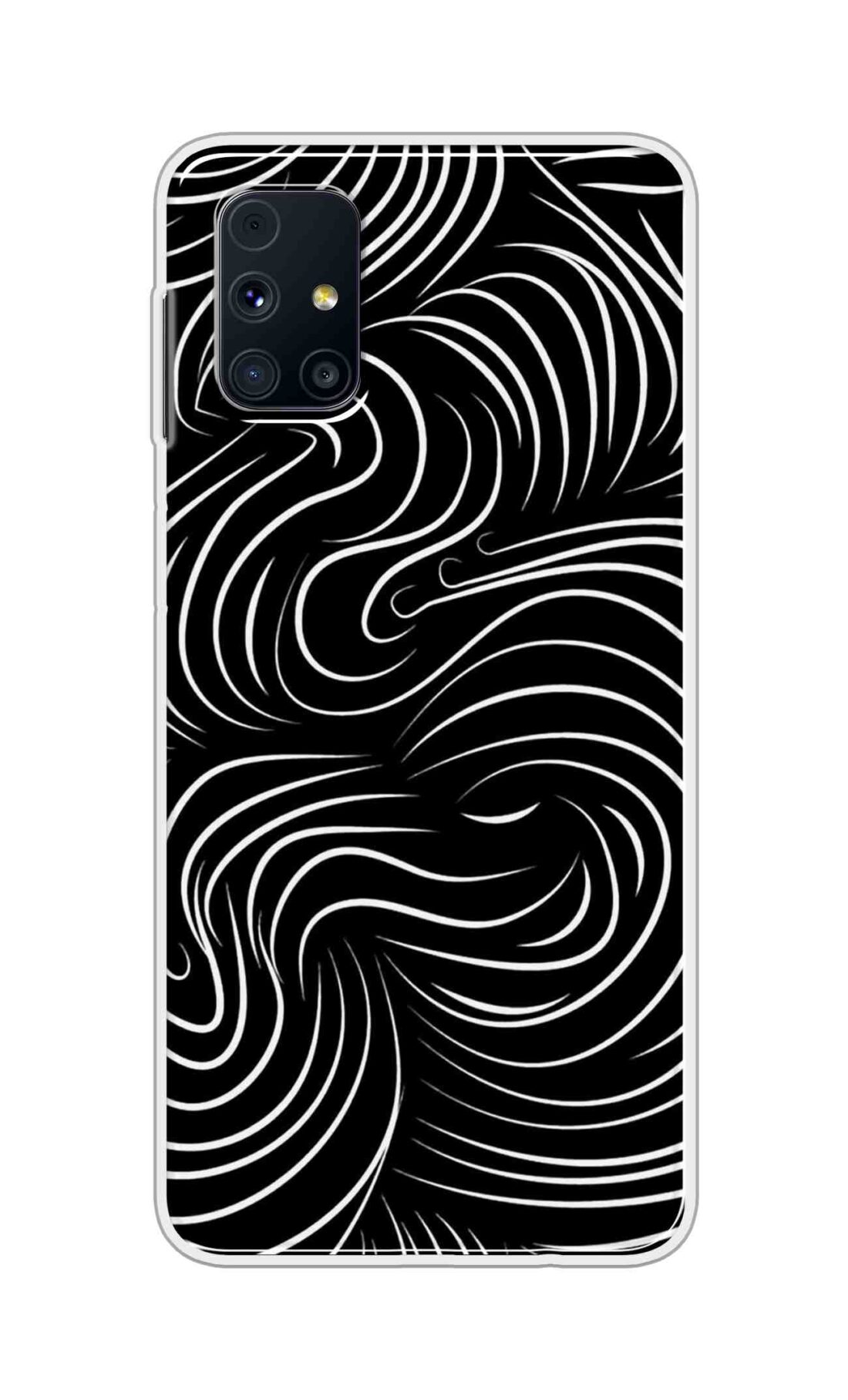 Coberta Back Cover For Samsung Galaxy M31s Back Cover Stylish Case - White Curves Design D16552