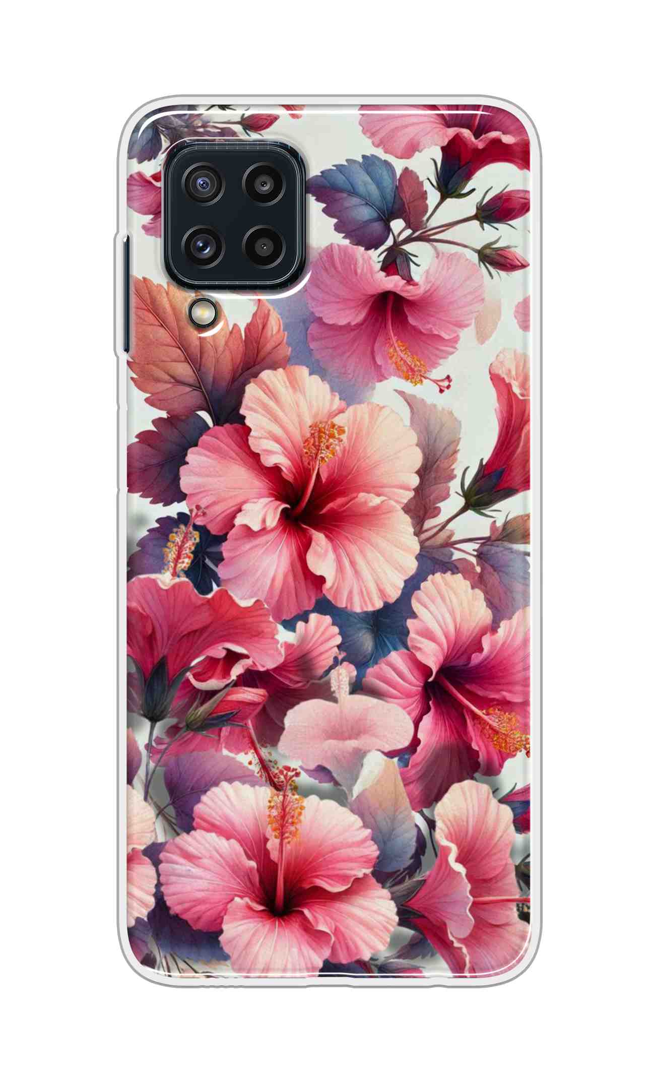 Coberta Back Cover For Samsung Galaxy M32 Back Cover Stylish Case - Pink Leaves and Flowers Design D16525