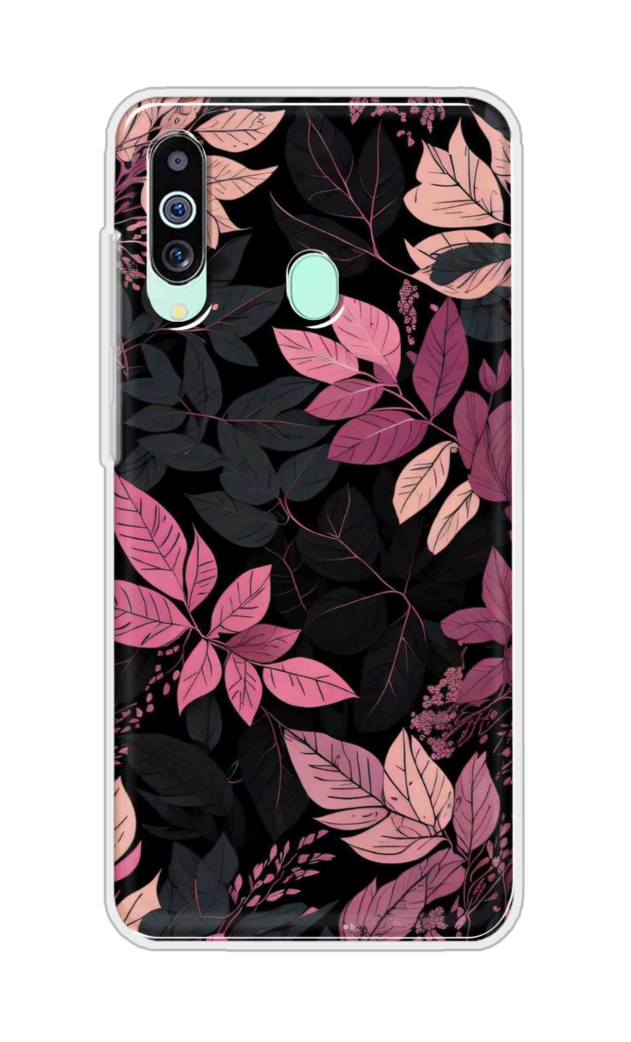 Coberta Back Cover For Samsung Galaxy M40 Back Cover Stylish Case - Light Pink and Black Leaves Design D16148