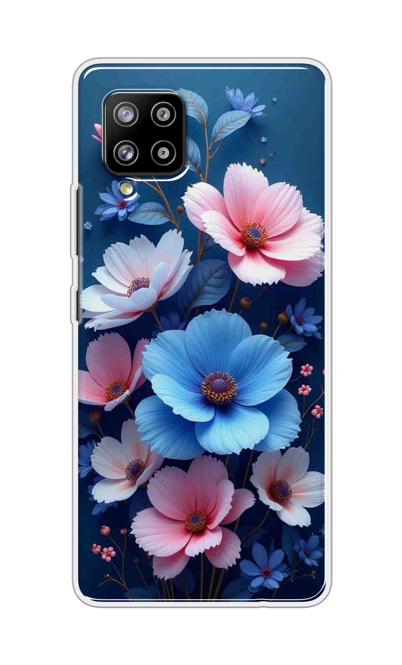 Coberta Back Cover For Samsung Galaxy M42 Back Cover Stylish Case - Blue and Pink Flowers Design D16512