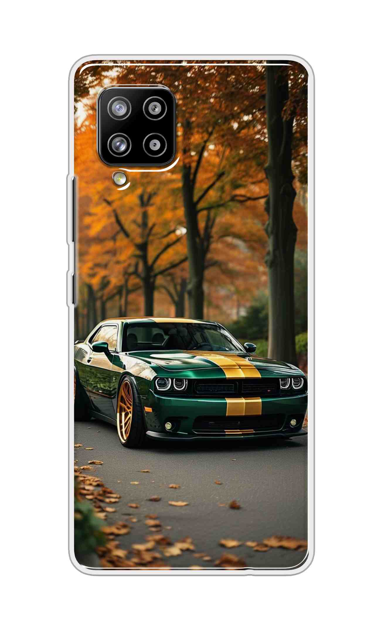 Coberta Back Cover For Samsung Galaxy M42 Back Cover Stylish Case - Golden Line in Green Design D16546