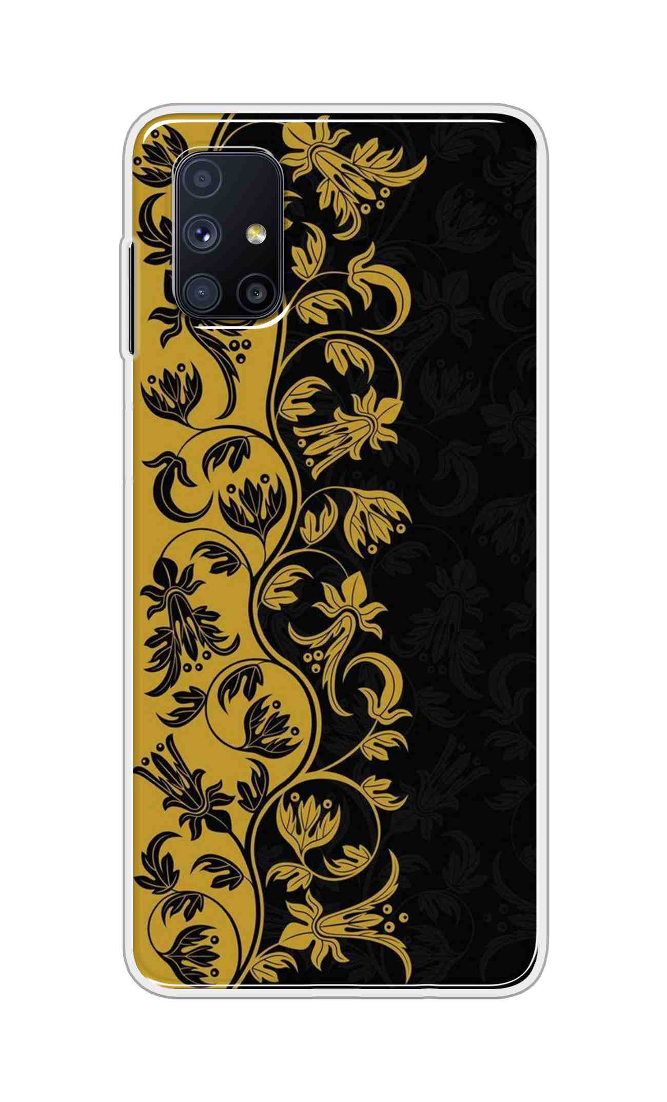 Coberta Back Cover For Samsung Galaxy M51 Back Cover Stylish Case - Black and Yellow Leaves Design D16518