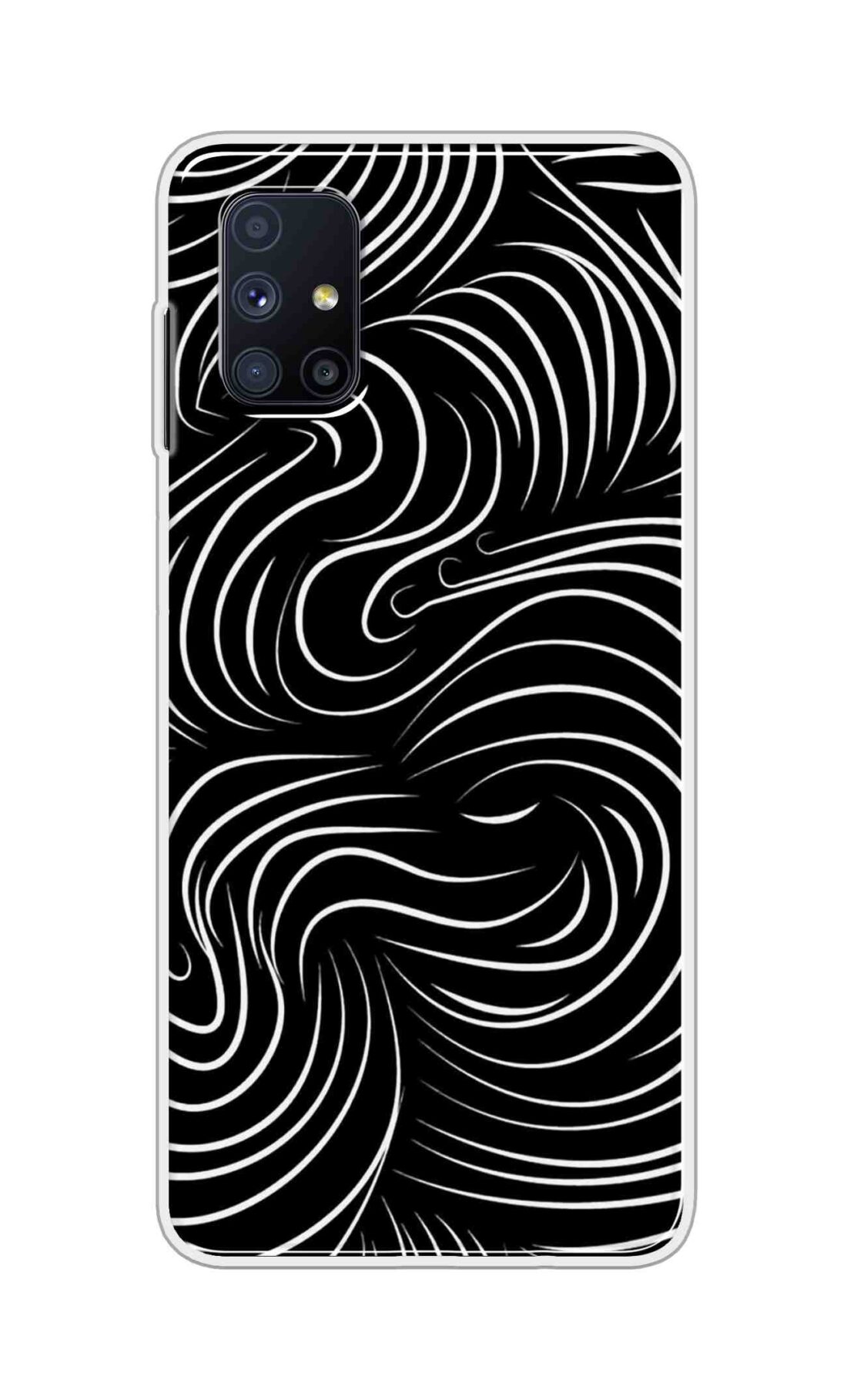 Coberta Back Cover For Samsung Galaxy M51 Back Cover Stylish Case - White Curves Design D16552