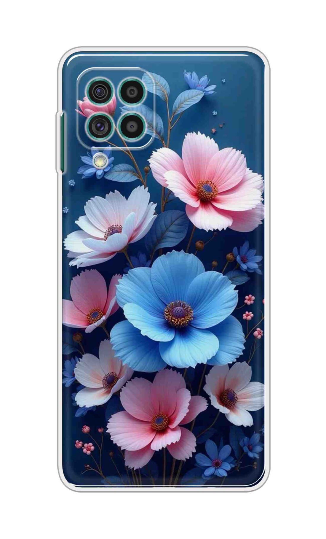 Coberta Back Cover For Samsung Galaxy M62 Back Cover Stylish Case - Blue and Pink Flowers Design D16512
