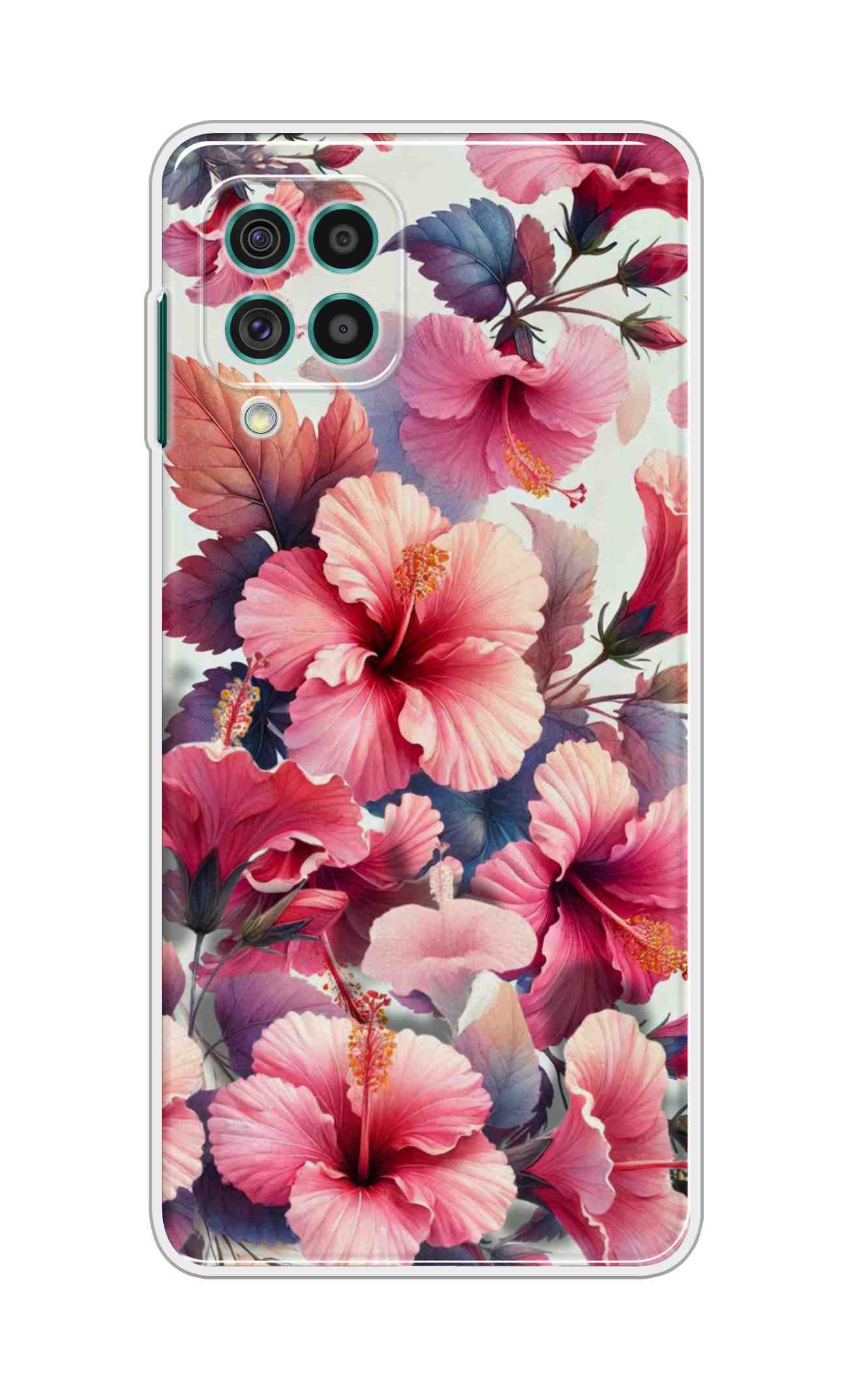 Coberta Back Cover For Samsung Galaxy M62 Back Cover Stylish Case - Pink Leaves and Flowers Design D16525