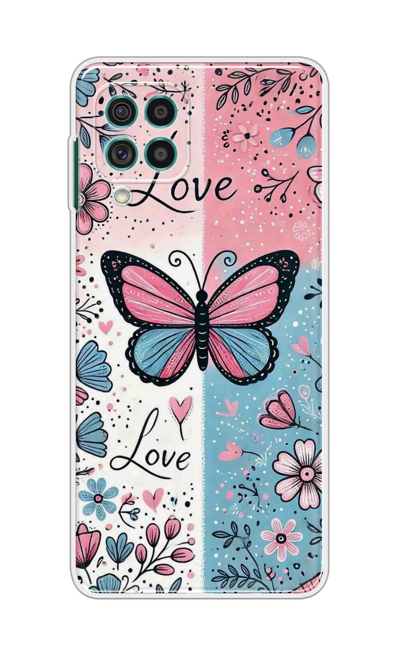 Coberta Back Cover For Samsung Galaxy M62 Back Cover Stylish Case - Butterfly and Love Text Design D16526