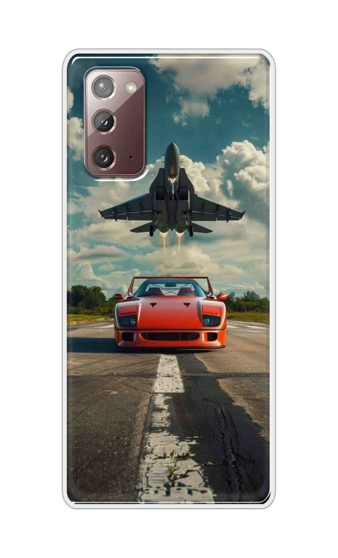 Coberta Back Cover For Samsung Galaxy Note 20 Back Cover Stylish Case - Red Car with Aeroplane Design D16596