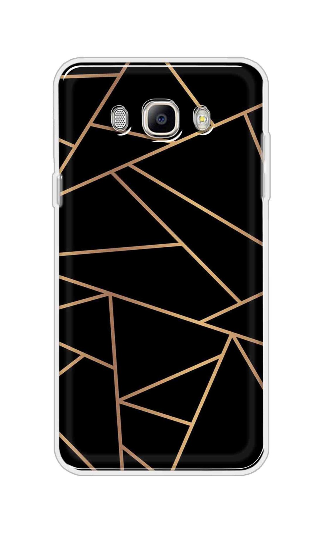 Coberta Back Cover For Samsung Galaxy On8 Back Cover Stylish Case - Golden Zig Zag Pattern in Black Design D16519