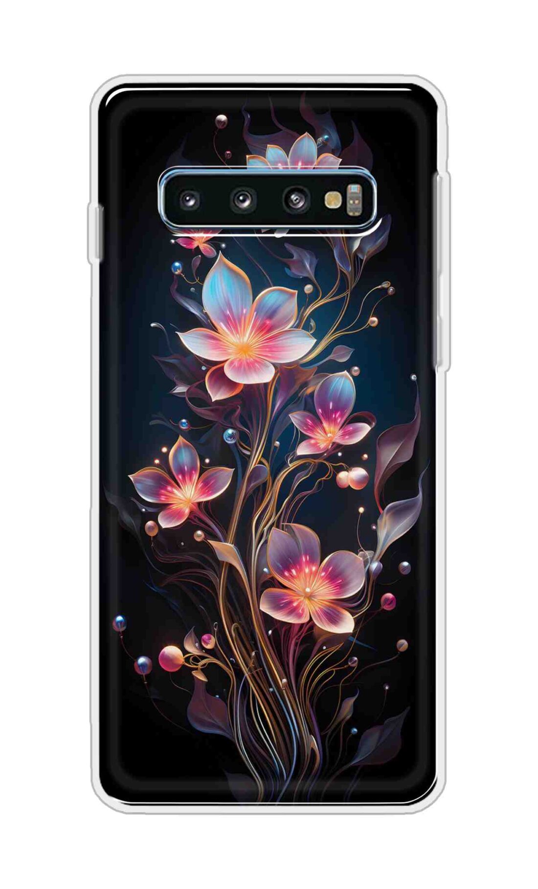 Coberta Back Cover For Samsung Galaxy S10 Back Cover Stylish Case - Asthetic Flowers in Black Design D16523