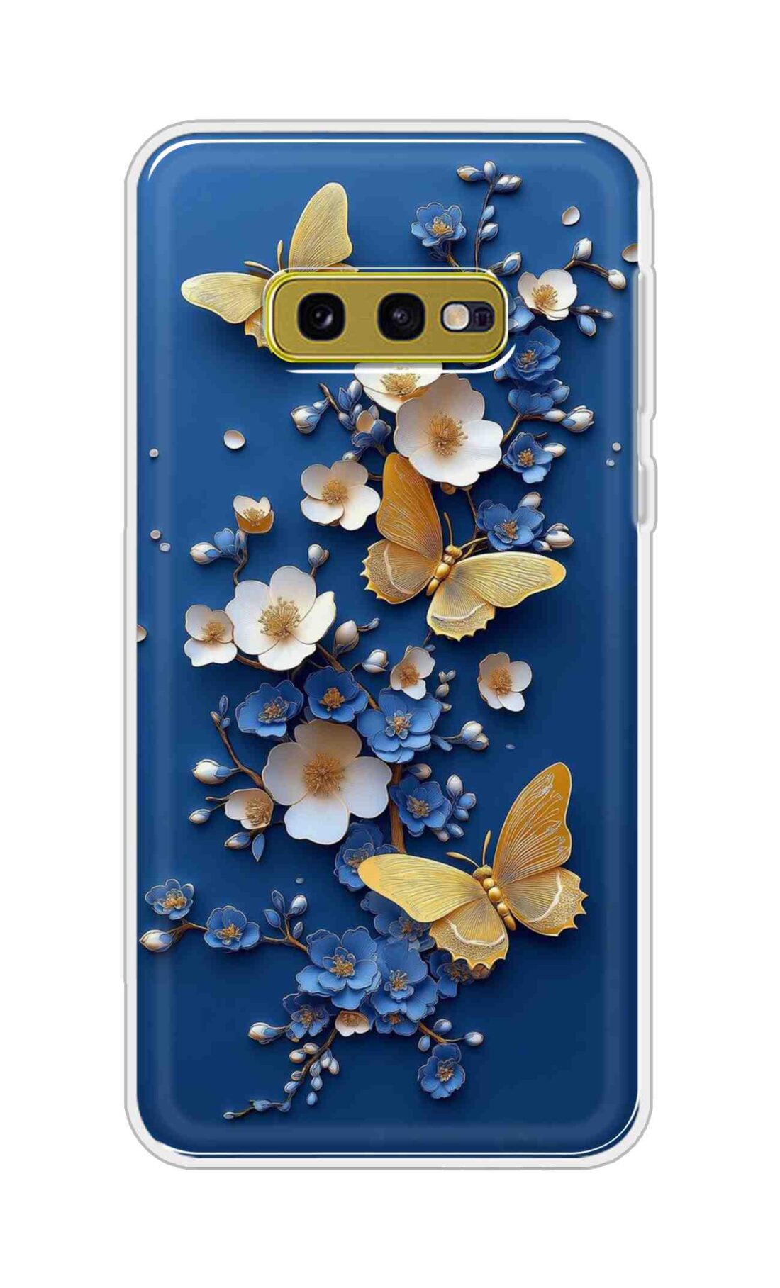 Coberta Back Cover For Samsung Galaxy S10e Back Cover Stylish Case - Butterflyes and Flowers in Blue Design D16580