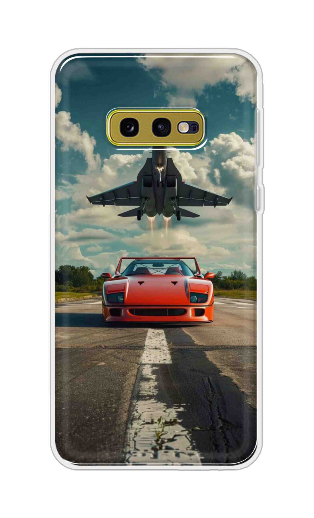 Coberta Back Cover For Samsung Galaxy S10e Back Cover Stylish Case - Red Car with Aeroplane Design D16596