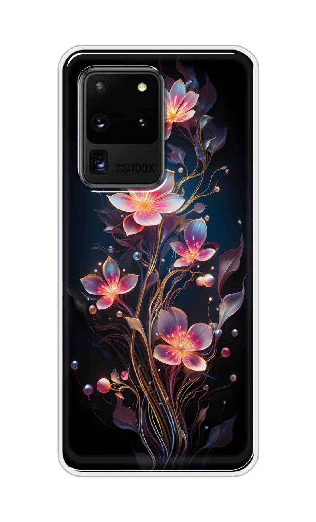 Coberta Back Cover For Samsung Galaxy S20 Ultra Back Cover Stylish Case - Asthetic Flowers in Black Design Design D16523