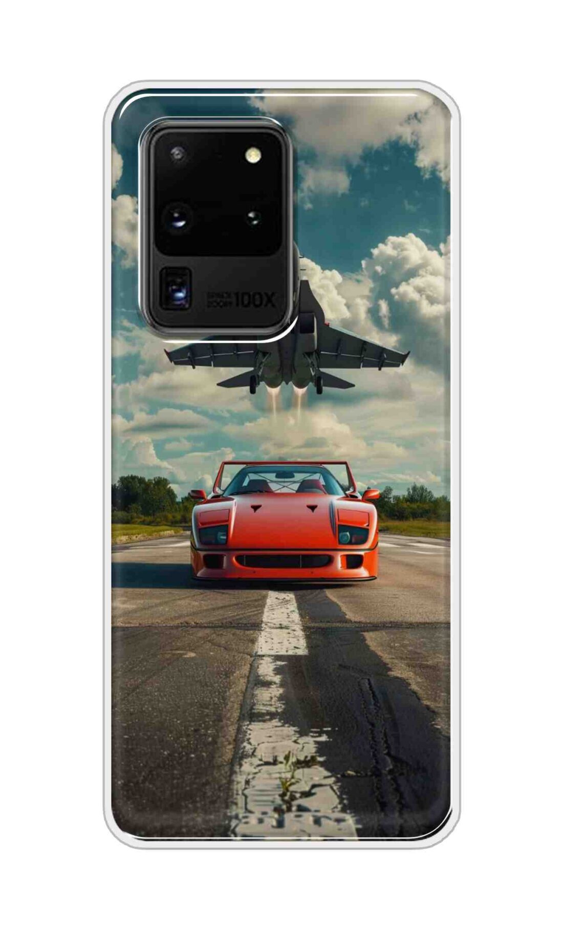 Coberta Back Cover For Samsung Galaxy S20 Ultra Back Cover Stylish Case - Red Car with Aeroplane Design D16596