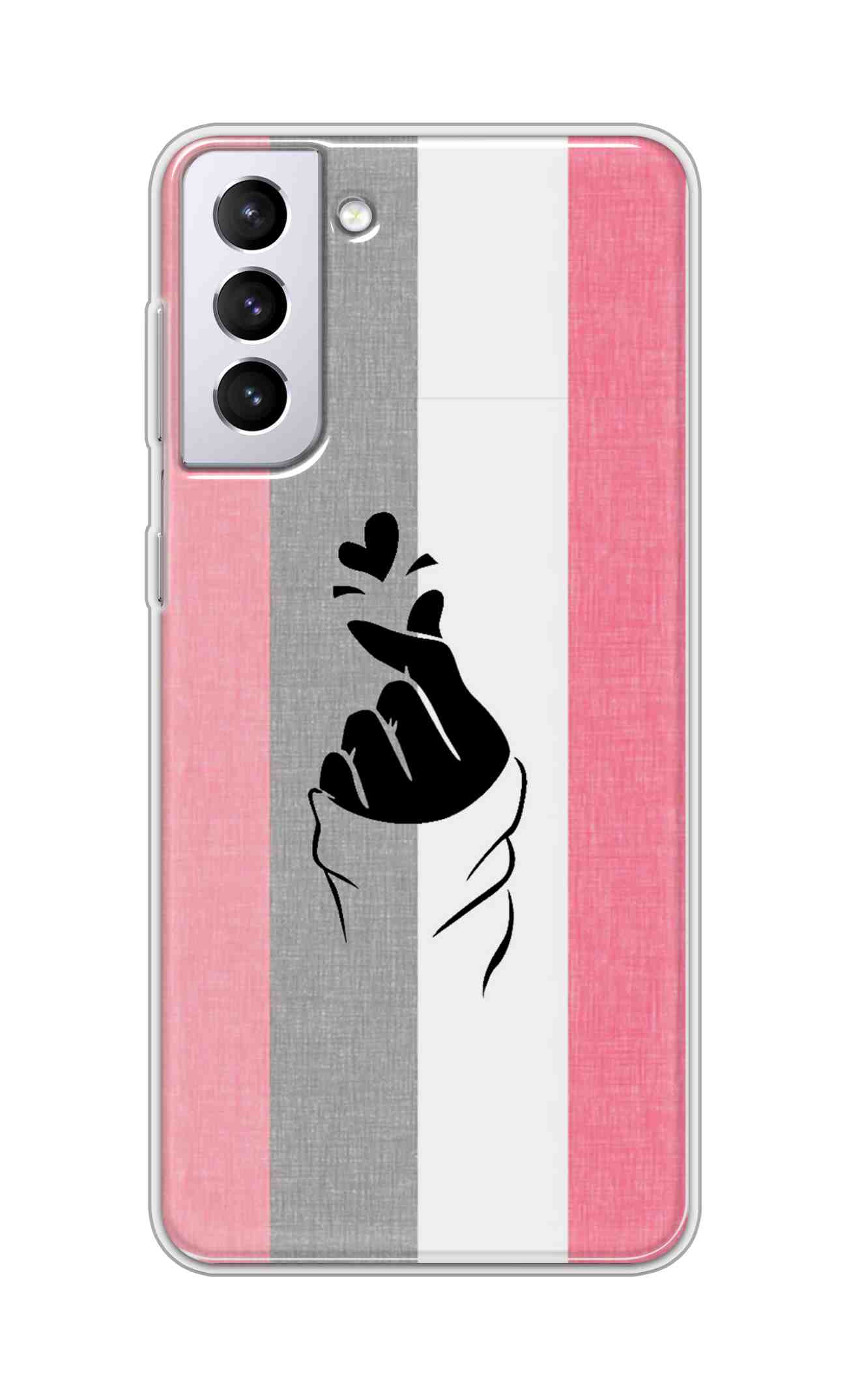 Coberta Back Cover For Samsung Galaxy S21 Plus Back Cover Stylish Case - Pink and Grey Korean Heart Design D11894