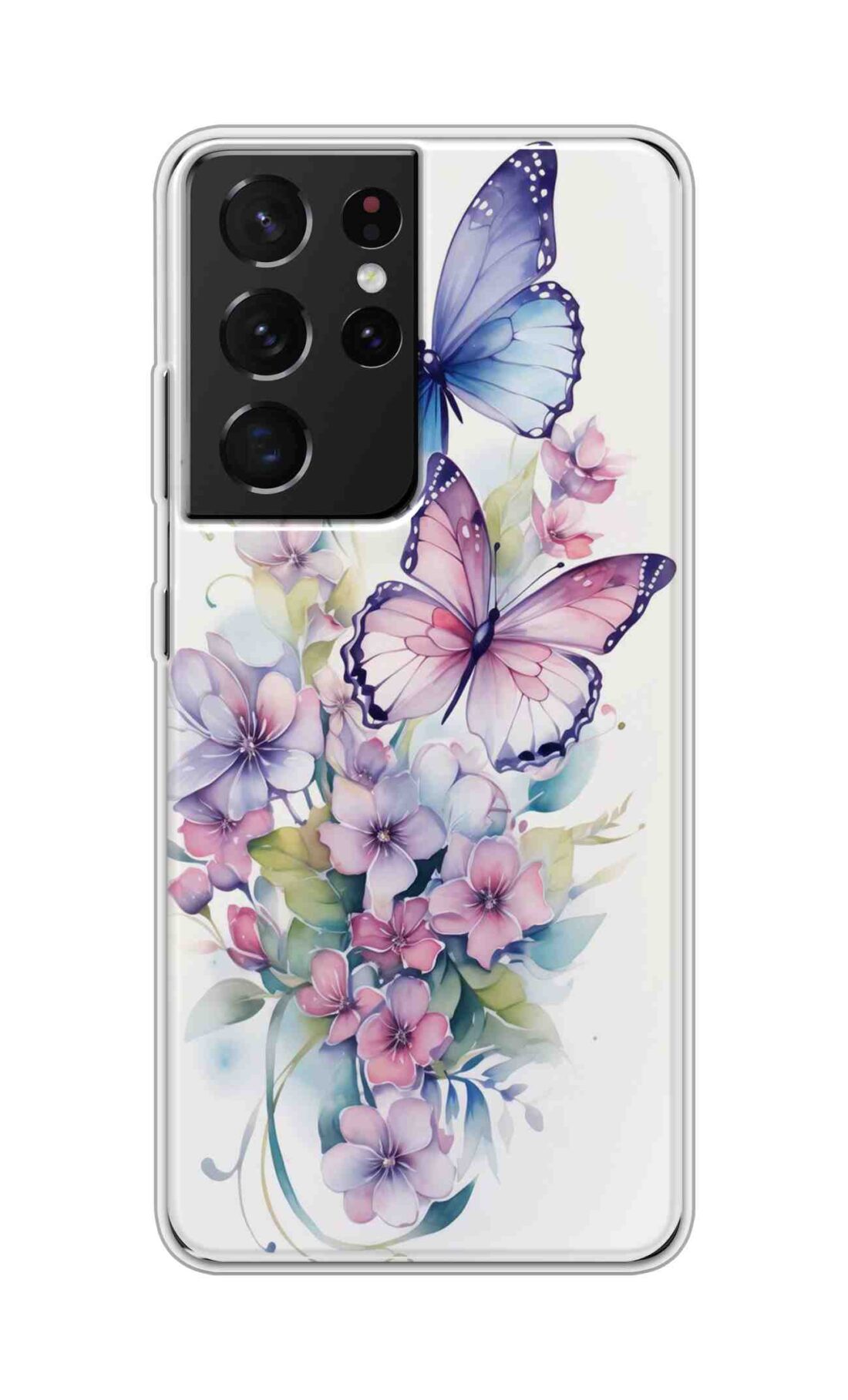 Coberta Back Cover For Samsung Galaxy S21 Ultra Back Cover Stylish Case - Butterfly with Flowers Design D16524