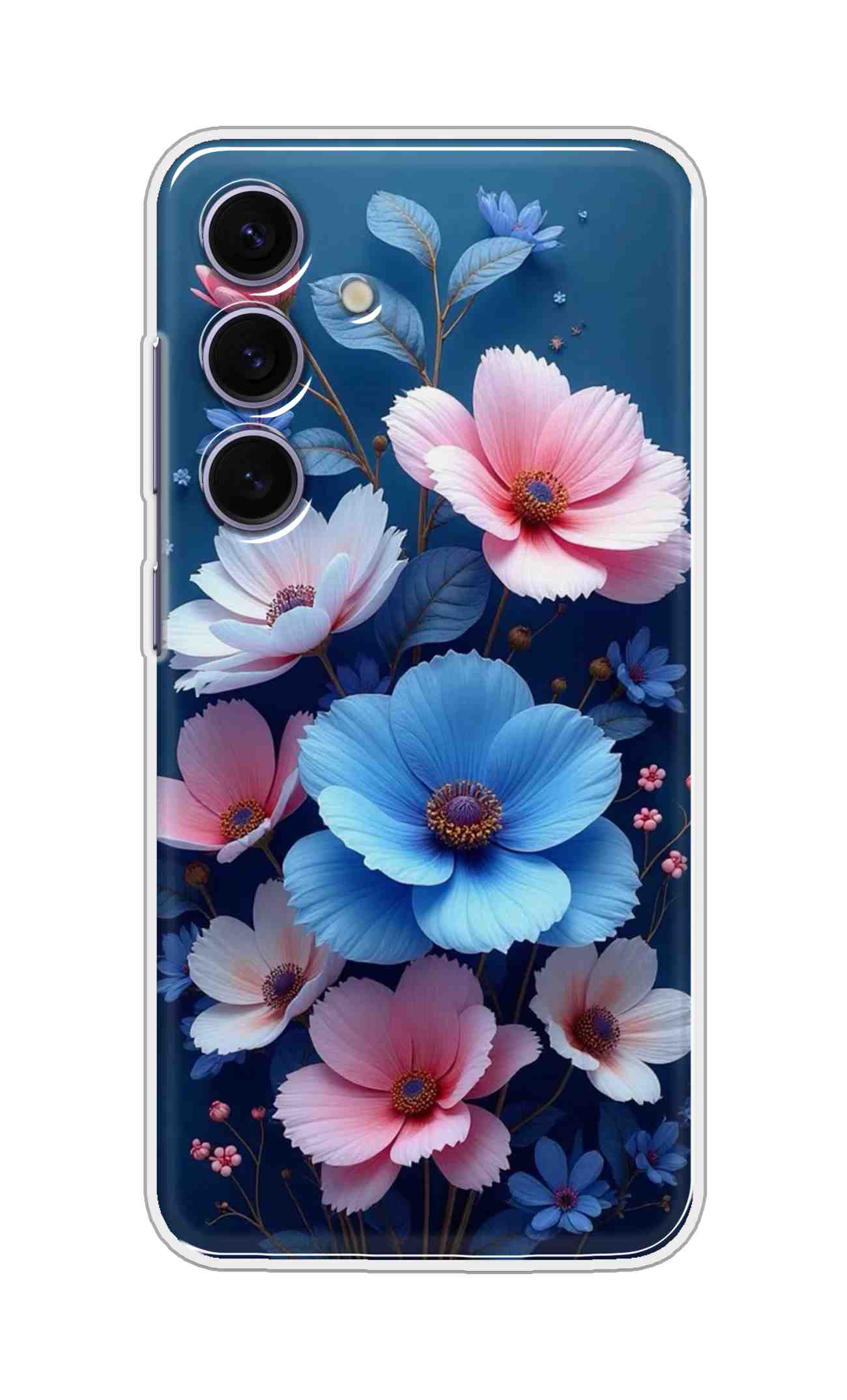 Coberta Back Cover For Samsung Galaxy S25 5G Back Cover Stylish Case - Blue and Pink Flowers Design D16512