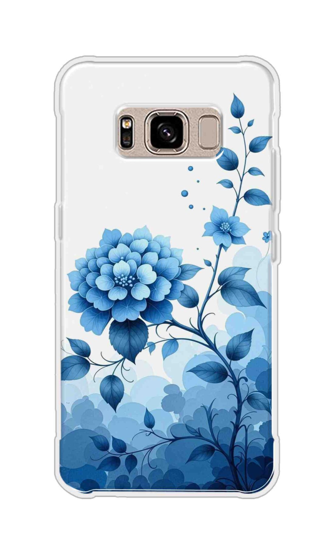 Coberta Back Cover For Samsung Galaxy S8 Active Back Cover Stylish Case - Blue Flowers in White Design D16644