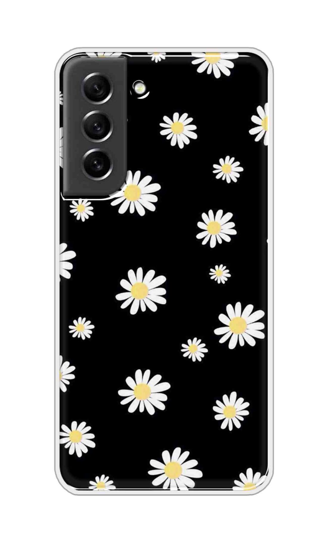 Coberta Back Cover For Samsung Galaxy S21 FE Back Cover Stylish Case - Sun Flowers in Black Design D11094