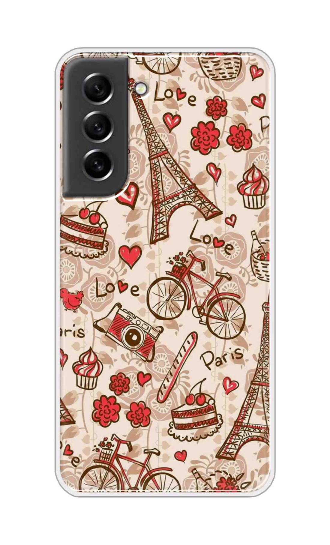 Coberta Back Cover For Samsung Galaxy S21 FE Back Cover Stylish Case - Paris and Love Text Pattern D11626