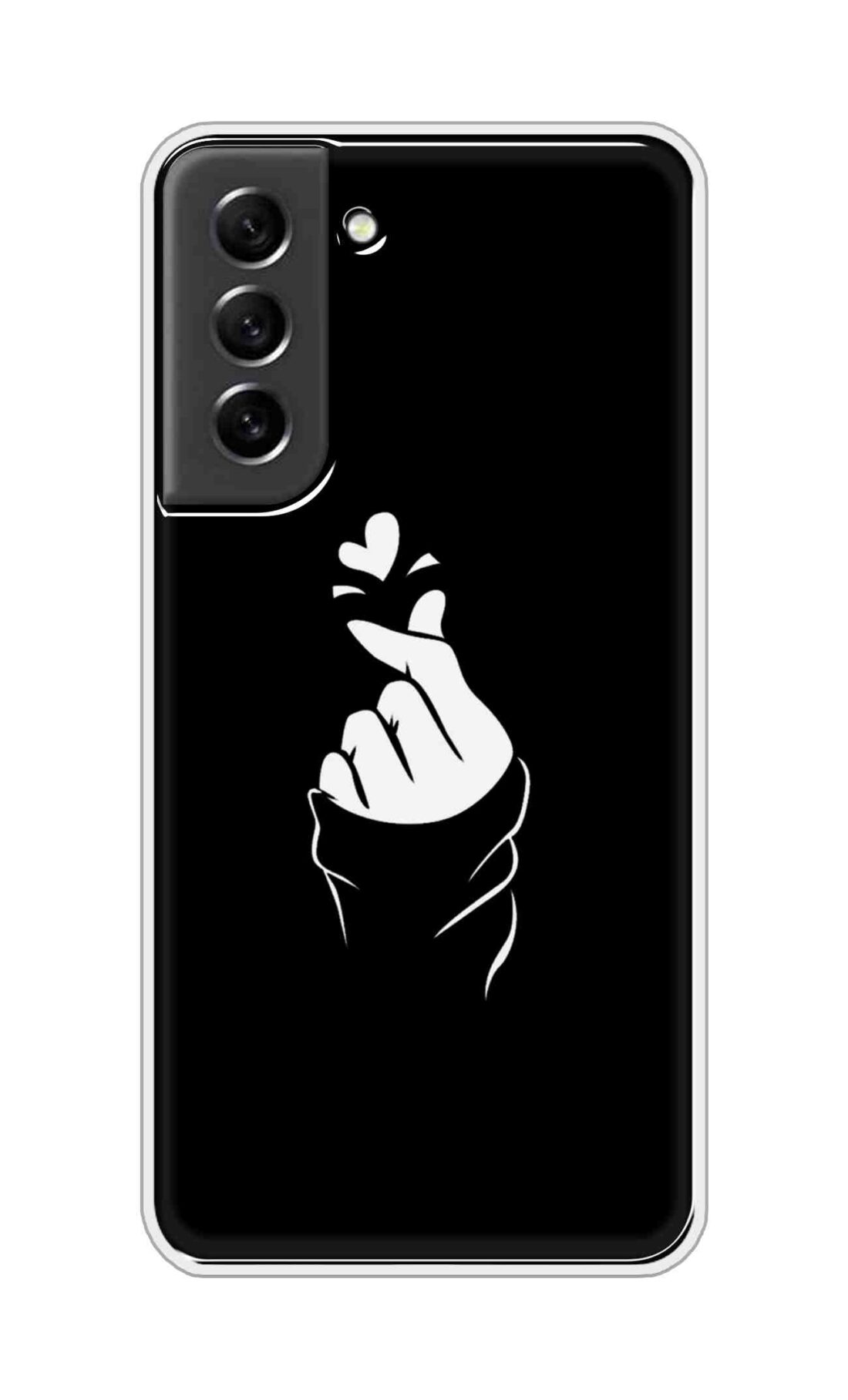 Coberta Back Cover For Samsung Galaxy S21 FE Back Cover Stylish Case - Black Korean Heart Design D11802