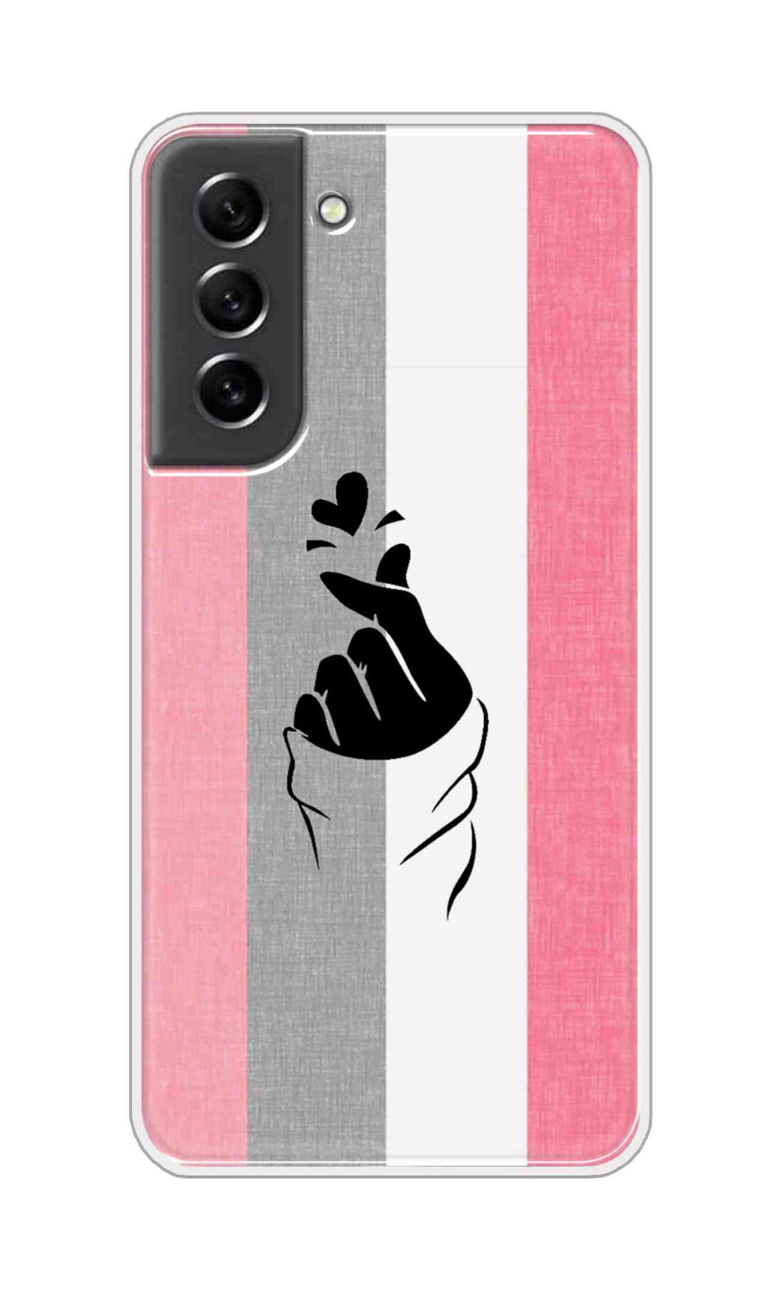Coberta Back Cover For Samsung Galaxy S21 FE Back Cover Stylish Case - Pink and Grey Korean Heart Design D11894
