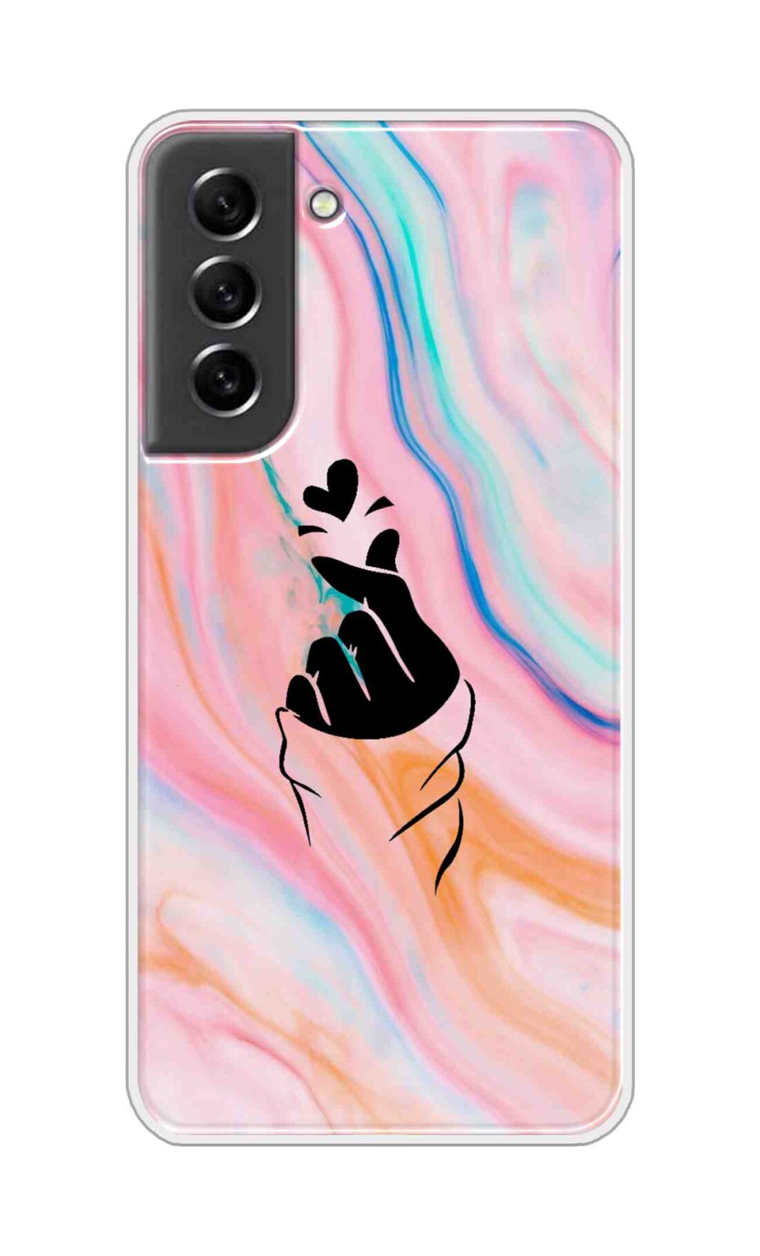 Coberta Back Cover For Samsung Galaxy S21 FE Back Cover Stylish Case - Korean Heart on Pink Multicolour Design D11896