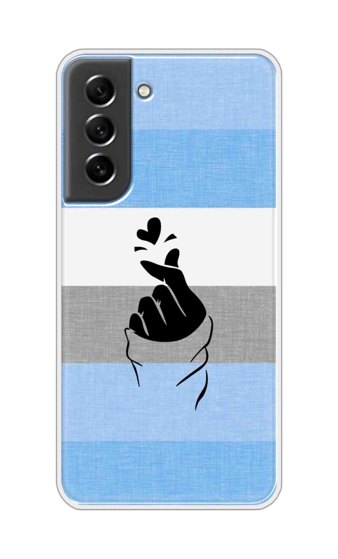 Coberta Back Cover For Samsung Galaxy S21 FE Back Cover Stylish Case - Blue and Grey Korean Heart Design D14909