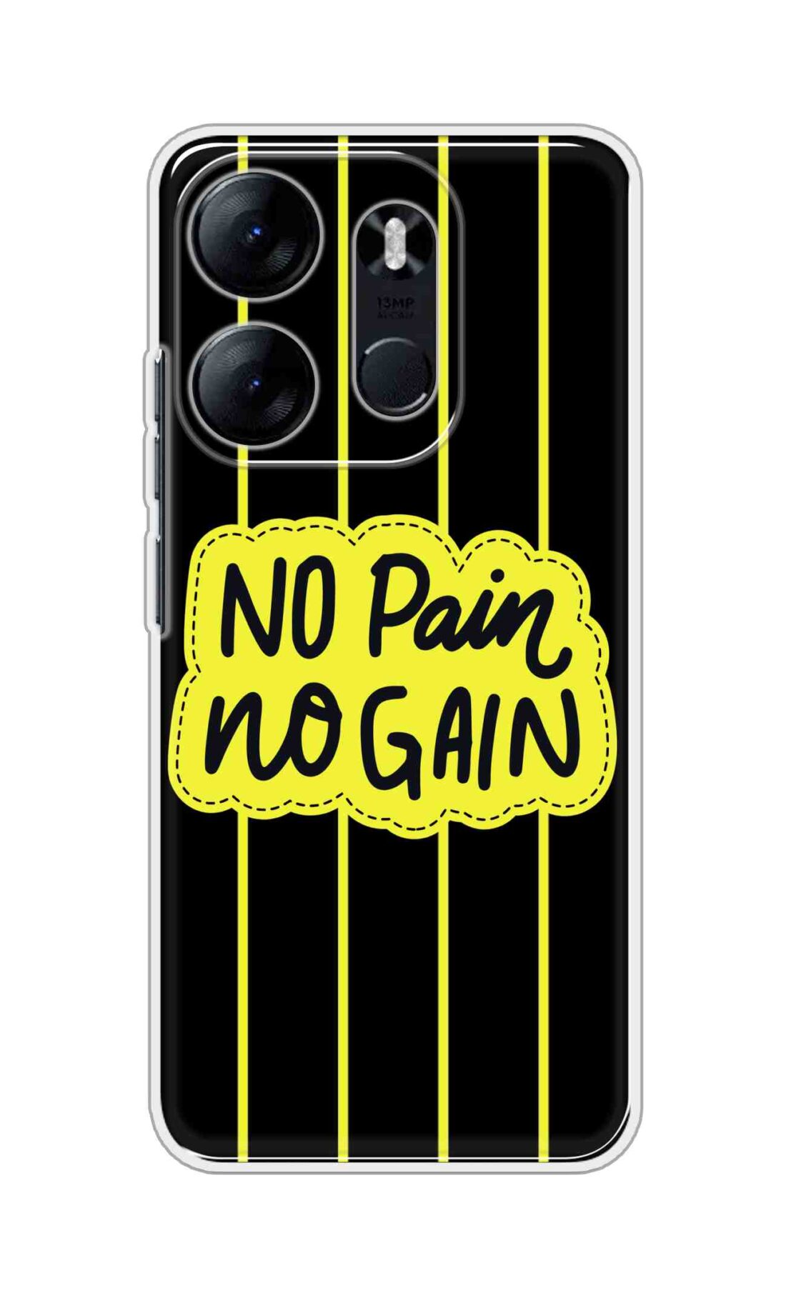 Coberta Back Cover For TECNO Spark Go 2023 Back Cover Stylish Case - No Pain No Gain in Yellow Design D16508