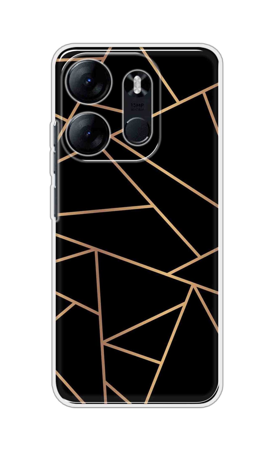 Coberta Back Cover For TECNO Spark Go 2023 Back Cover Stylish Case - Golden Zig Zag Pattern in Black Design D16519