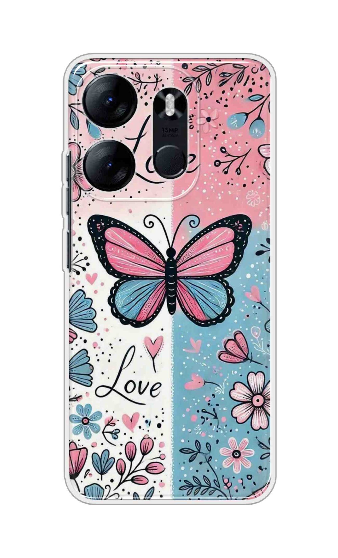 Coberta Back Cover For TECNO Spark Go 2023 Back Cover Stylish Case - Butterfly and Love Text Design D16526