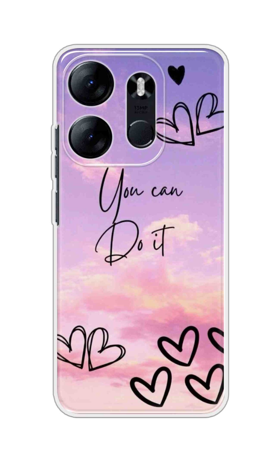 Coberta Back Cover For TECNO Spark Go 2023 Back Cover Stylish Case - You Can Do It and Hearts Design D16539