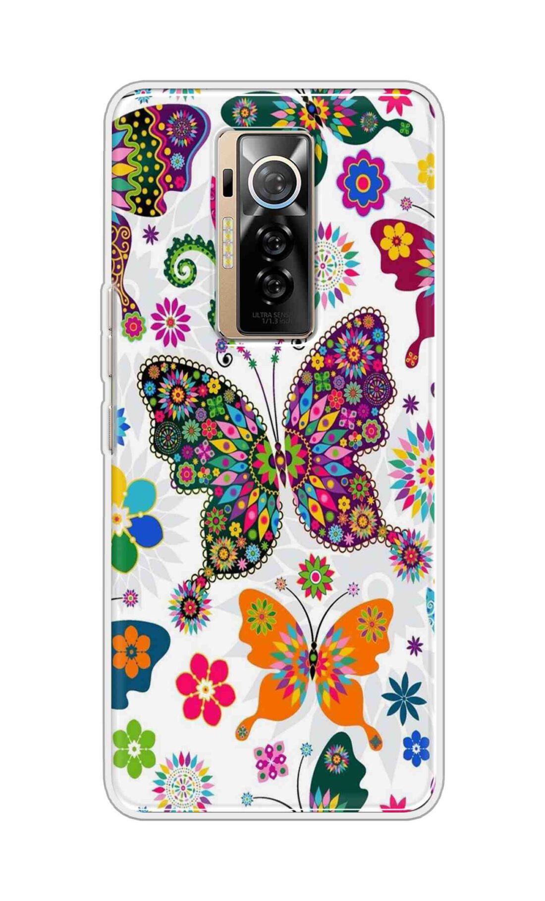 Coberta Back Cover For TECNO Phantom X Back Cover Stylish Case - Colourful Butterflyes Design D11038