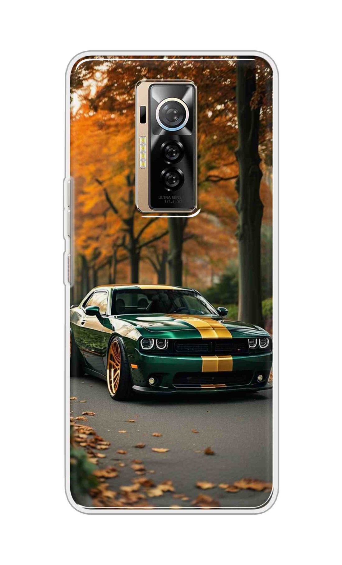 Coberta Back Cover For TECNO Phantom X Back Cover Stylish Case - Golden Line in Green Design D16546