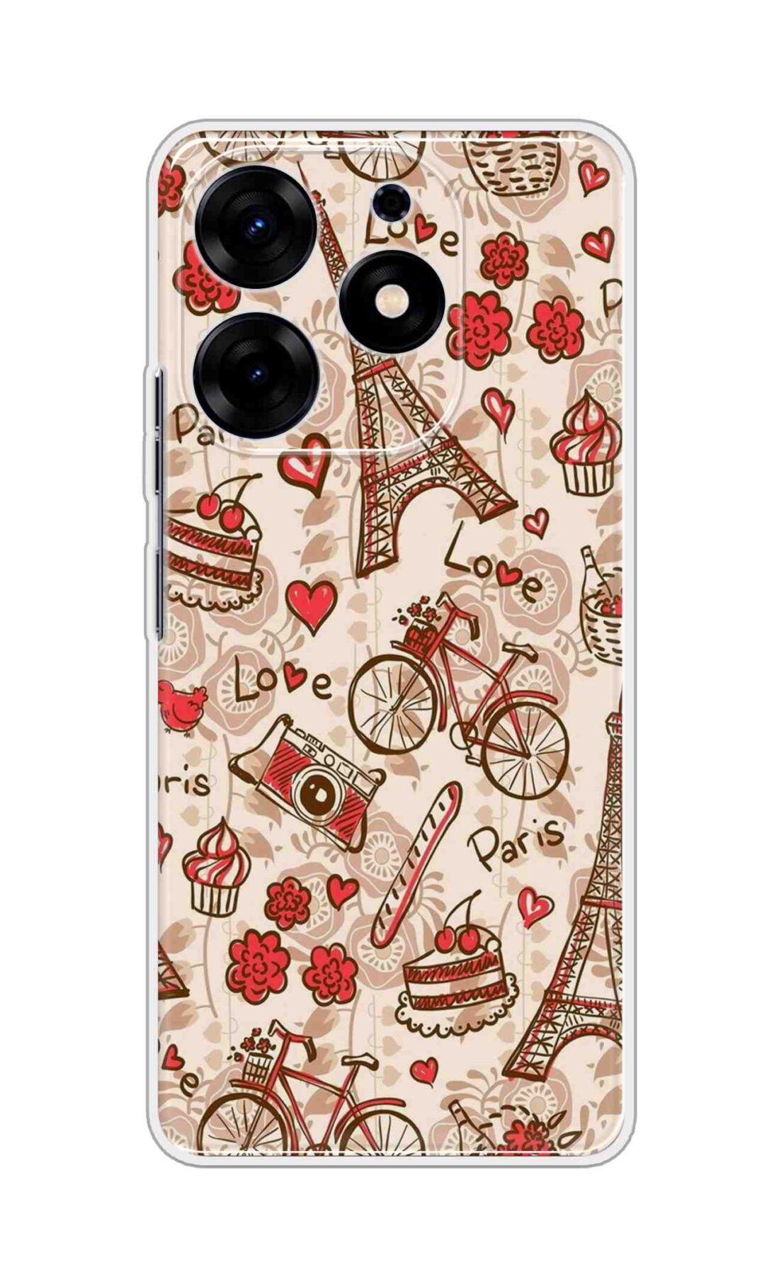Coberta Back Cover For TECNO SPARK 10 PRO Back Cover Stylish Case - Paris and Love Text Pattern D11626