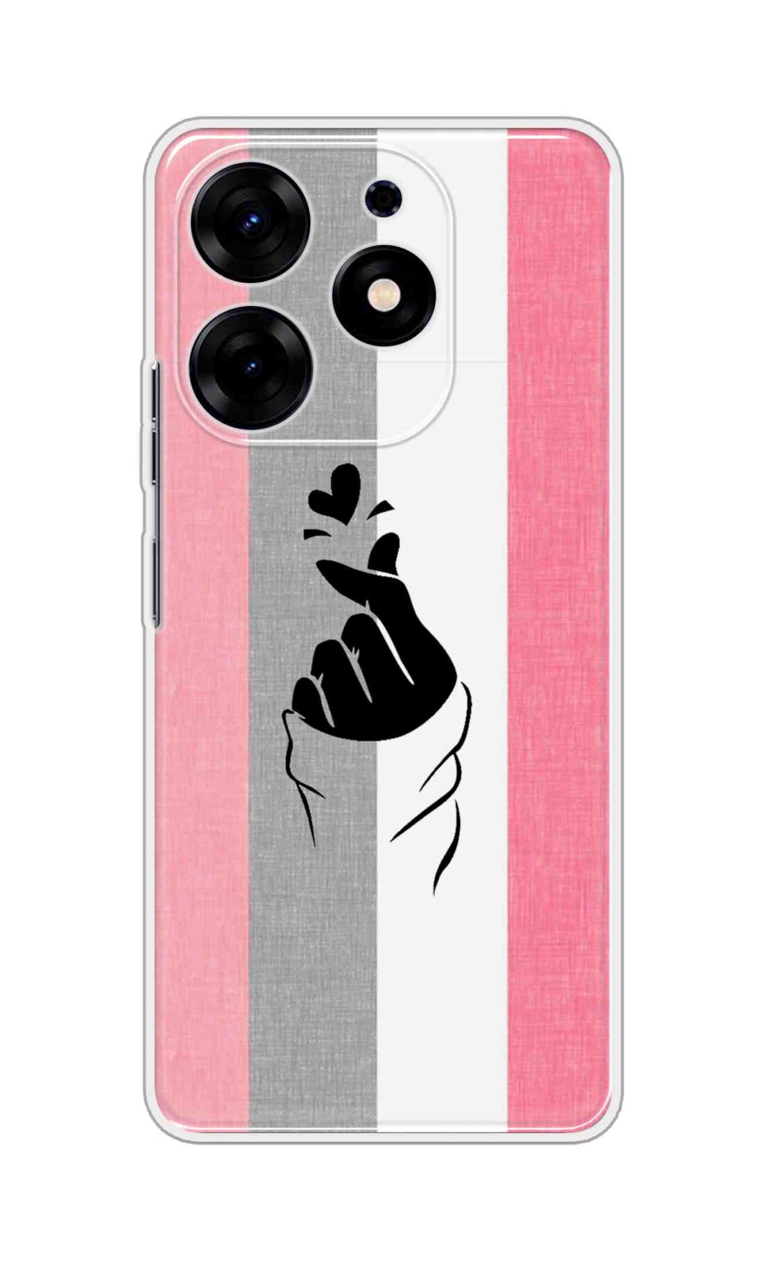 Coberta Back Cover For TECNO SPARK 10 PRO Back Cover Stylish Case - Pink and Grey Korean Heart Design D11894
